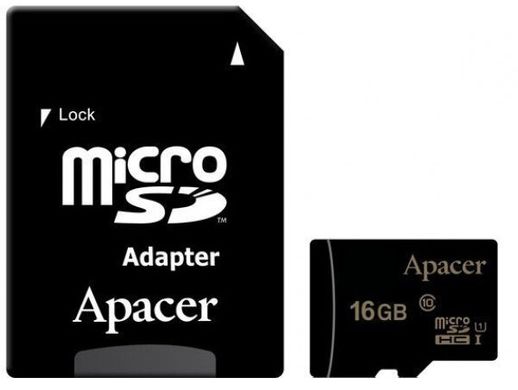 Карта памяти micro-SDHC Apacer 16GB UHS-1 Class 10 + SD adapter