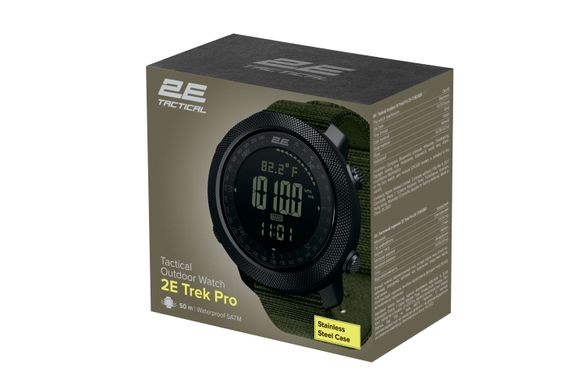 Тактичний годинник 2E Trek Pro Black з компасом барометром та крокоміром (2E-TCW30BK)
