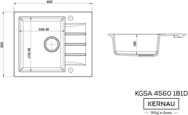 Кухонная мойка Kernau KGS A 4560 1B1D Natural Beige