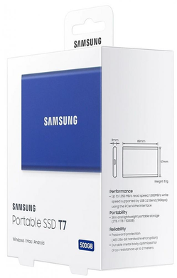 SSD накопитель Samsung T7 500GB Indigo Blue (MU-PC500H/WW)