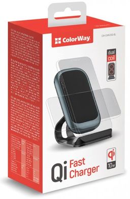 Сетевое зарядное устройство ColorWay Wireless Stand 10W Blue CW-CHW30Q-BL