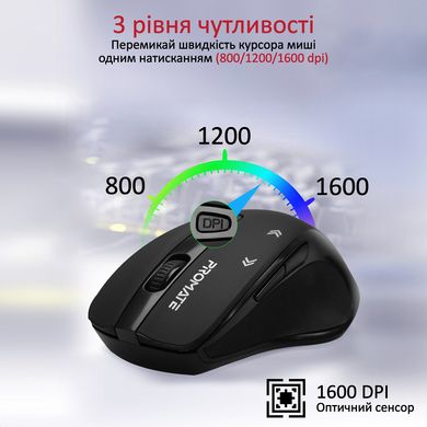 Миша Promate Cursor Wireless Black (cursor.black)