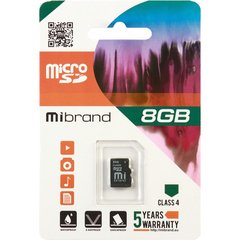 Карта пам'яті Mibrand microSDHC 8Gb class 4 (MICDC4/8GB)
