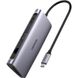 Док-станція Ugreen CM179 USB3.0 Type-C --> USB 3.0x3/HDMI/VGA/RJ45/SD&TF/PD Сіра