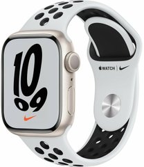 Смарт-часы Apple Watch Nike Series 7 GPS 45mm Starlight Aluminium Case with Pure Platinum/Black Nike Sport Band (MKNA3)