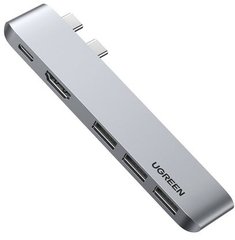USB-хаб UGREEN CM251 5-in-2 Dual USB Type-C to 3x USB 3.0 + HDMI + USB Type-C Multifunction Adapter