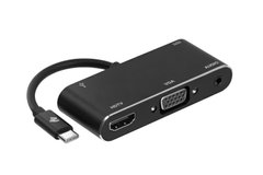 Адаптер 2E Type C to USB 3.0+AUX+HDMI+VGA+USB Type C, 0.15m, black