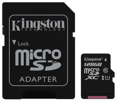 Карта пам'яті MicroSDXC KINGSTON 128G C10 UHS-I Canvas 80MB/s + adapter