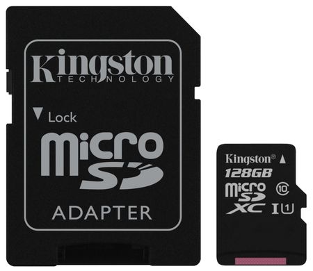 Карта памяти MicroSDXC KINGSTON 128G C10 UHS-I Canvas 80MB/s + adapter