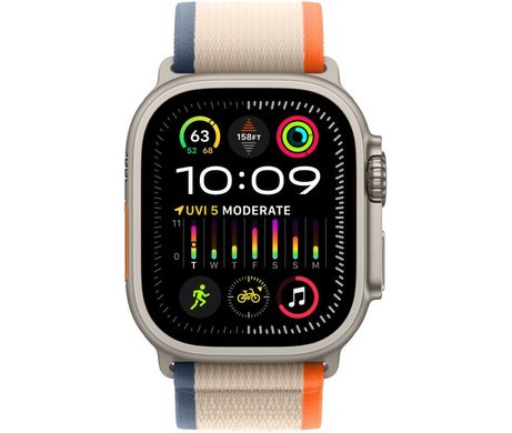 Apple Watch Ultra 2 GPS + Cellular, 49mm Titanium Case with Orange/Beige Trail Loop - M/L (MRF23UL/A)