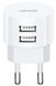 Мережевий зарядний пристрій Usams US-CC080 T20 Dual USB Round Travel Charger (EU) White (CC80TC01)
