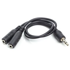 Аудіо кабель PowerPlant 3.5 мм (M) - 2*3.5 мм (F), 1 м