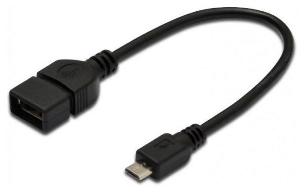 Перехідник Assmann USB 2.0 (AF/microB) OTG 0.2m Black (AK-300309-002-S)