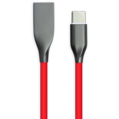 Кабель PowerPlant USB - Type-C 2м силікон Red