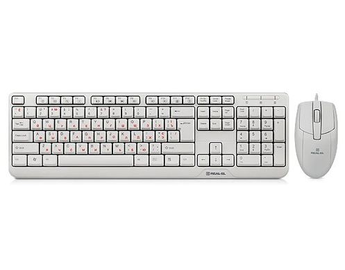 Комплект (клавиатура, мышь) REAL-EL Standard 505 Kit White (EL123100017)