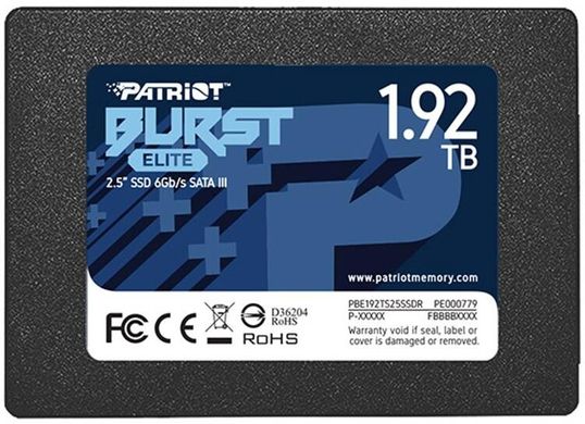 SSD-накопичувач 1.92TB Patriot Burst Elite 2.5" SATAIII 3D TLC (PBE192TS25SSDR)