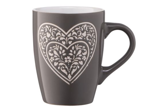 Чашка Ardesto Heart, 330 мл, темно-сіра, кераміка (AR3467DGR)
