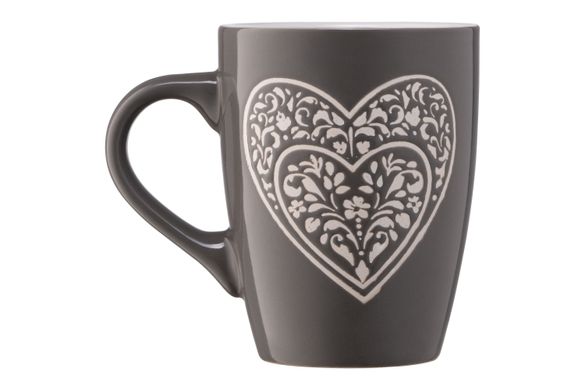 Чашка Ardesto Heart, 330 мл, темно-сіра, кераміка (AR3467DGR)