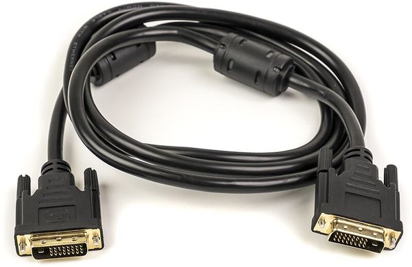 Видео кабель PowerPlant DVI-D 24M-24M, 1.5м, Double ferrites, Black