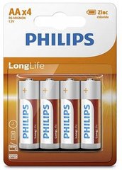 Батарейки Philips LongLife Zinc Carbon AA BLI 4 (R6L4B/10)