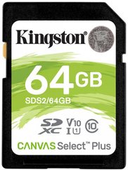 Карта пам'яті Kingston SDXC (UHS-1 U1) Canvas Select Plus 64Gb class 10 V10 (SDS2/64GB)