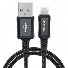 Кабель Acefast C4-02 USB to iP 2.4A 1.8m nylon Black (AFC4-02B)