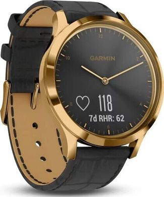 Смарт-часы Garmin Vivomove HR Premium 24K Gold PVD Stainless Steel Case with Black Italian Leather Band