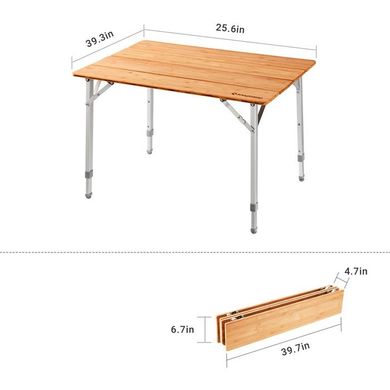 Складний стіл KingCamp 4-Folding Bamboo Table L (KC2006) Bamboo