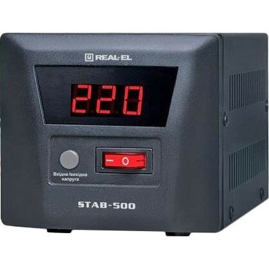 Стабілізатор напруги REAL-EL STAB-500 Black UAH (EL122400002)