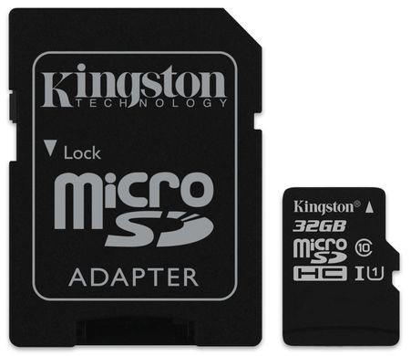 Карта памяти microSDHC 32Gb KIngston (Class 10) + Adapter SD