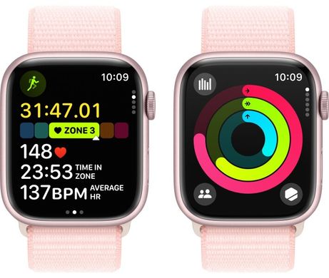 Apple Watch Series 9 GPS 45mm Pink Aluminium Case with Light Pink Sport Loop (MR9J3QP/A)