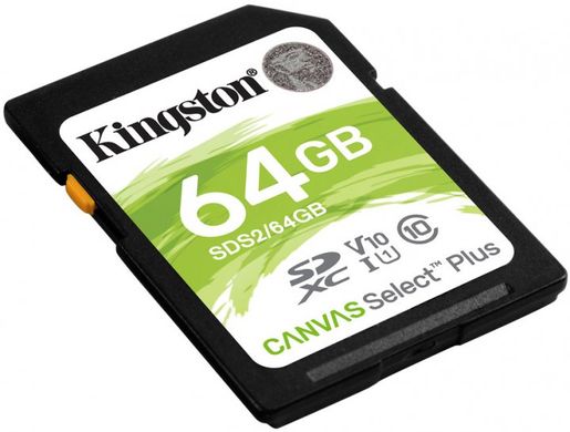 Карта памяти Kingston SDXC (UHS-1 U1) Canvas Select Plus 64Gb class 10 V10 (SDS2/64GB)