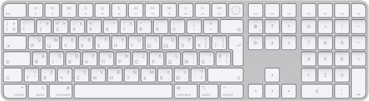 Клавіатура бездротова Apple Magic Keyboard з Touch ID і цифровою панеллю Bluetooth UA White (MK2C3UA/A)