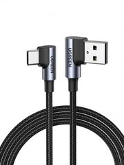 Кабель UGREEN US176 Angled USB 2.0 to Angled USB Type-C Cable Nickel Plating Aluminum Shell 3A 1m Black