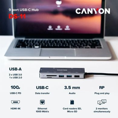 USB-хаб Canyon 9 port USB-C Hub DS-11 (CNS-TDS11)