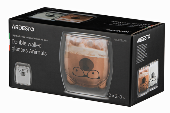 Набор чашек Ardesto Animals с двойными стенками 250 мл 2 шт. (AR2625GAS)
