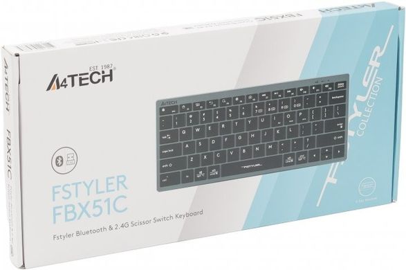 Клавіатура A4-Tech Fstyler FBX51C бездротовa Grey